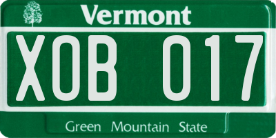VT license plate XOB017
