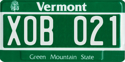 VT license plate XOB021