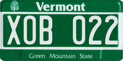 VT license plate XOB022