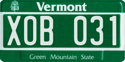 VT license plate XOB031