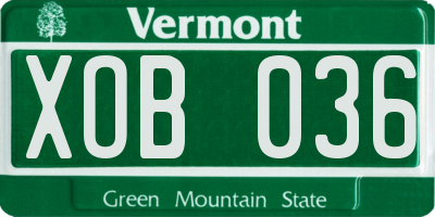 VT license plate XOB036