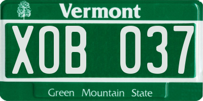 VT license plate XOB037