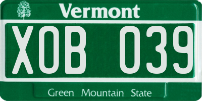 VT license plate XOB039