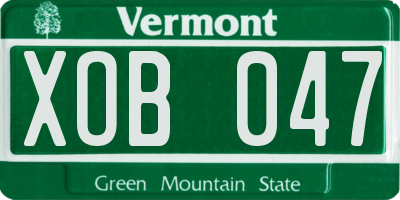 VT license plate XOB047
