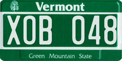 VT license plate XOB048