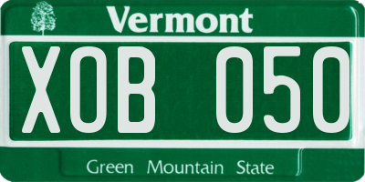 VT license plate XOB050