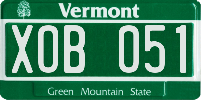 VT license plate XOB051