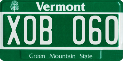 VT license plate XOB060