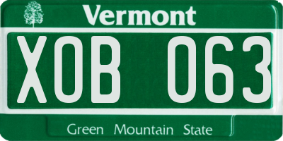 VT license plate XOB063