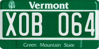 VT license plate XOB064