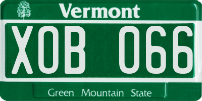 VT license plate XOB066