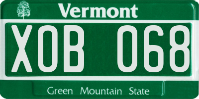 VT license plate XOB068