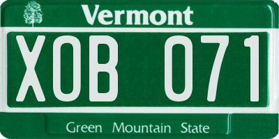 VT license plate XOB071
