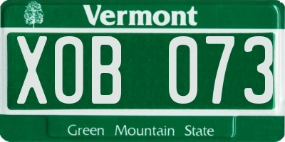 VT license plate XOB073