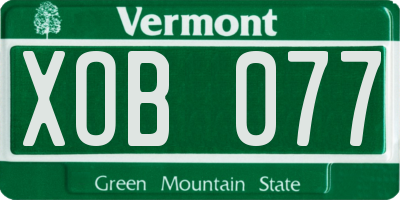 VT license plate XOB077