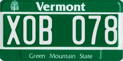 VT license plate XOB078