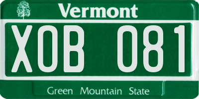 VT license plate XOB081