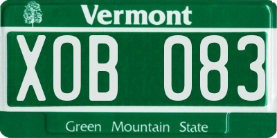 VT license plate XOB083
