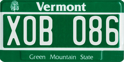VT license plate XOB086