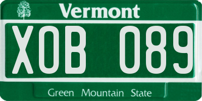 VT license plate XOB089