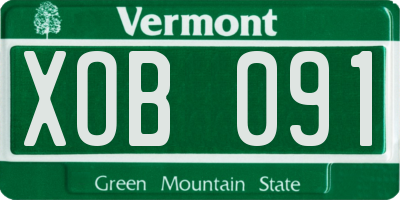 VT license plate XOB091