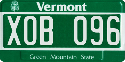 VT license plate XOB096