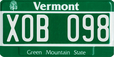 VT license plate XOB098