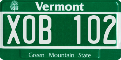 VT license plate XOB102