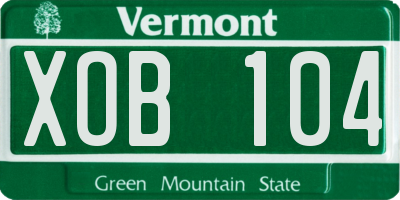 VT license plate XOB104