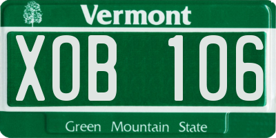 VT license plate XOB106