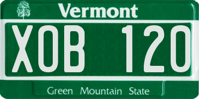 VT license plate XOB120