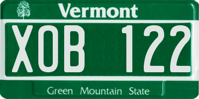 VT license plate XOB122