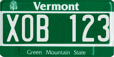 VT license plate XOB123