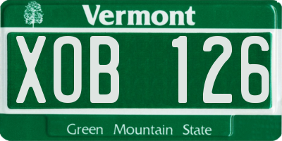 VT license plate XOB126