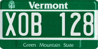 VT license plate XOB128