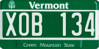 VT license plate XOB134