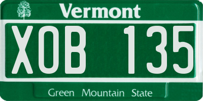 VT license plate XOB135