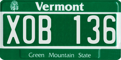 VT license plate XOB136
