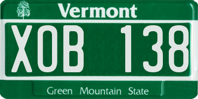VT license plate XOB138