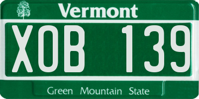 VT license plate XOB139