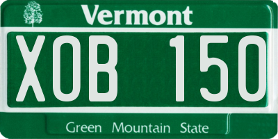 VT license plate XOB150