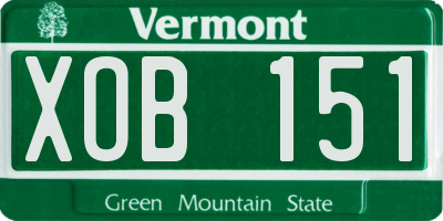 VT license plate XOB151