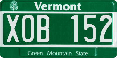 VT license plate XOB152