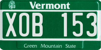 VT license plate XOB153