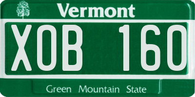 VT license plate XOB160