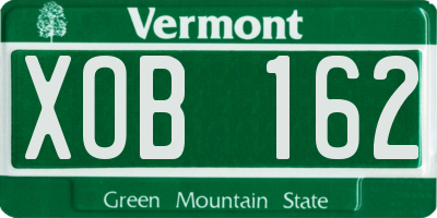 VT license plate XOB162