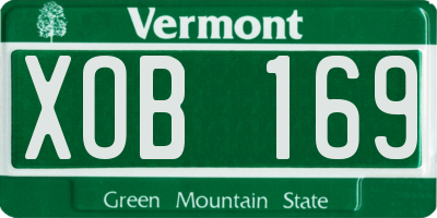 VT license plate XOB169