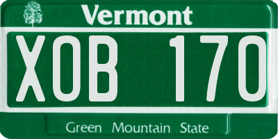 VT license plate XOB170