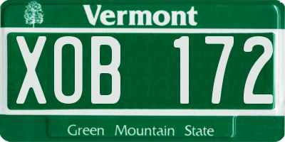 VT license plate XOB172