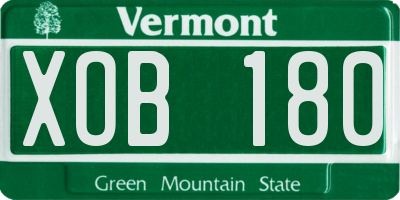 VT license plate XOB180